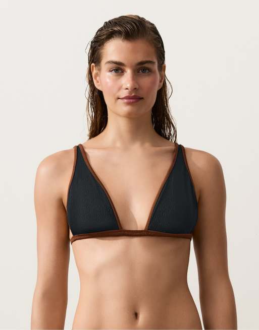 OYSHO Contrast braid bikini set in black, 3 of 3