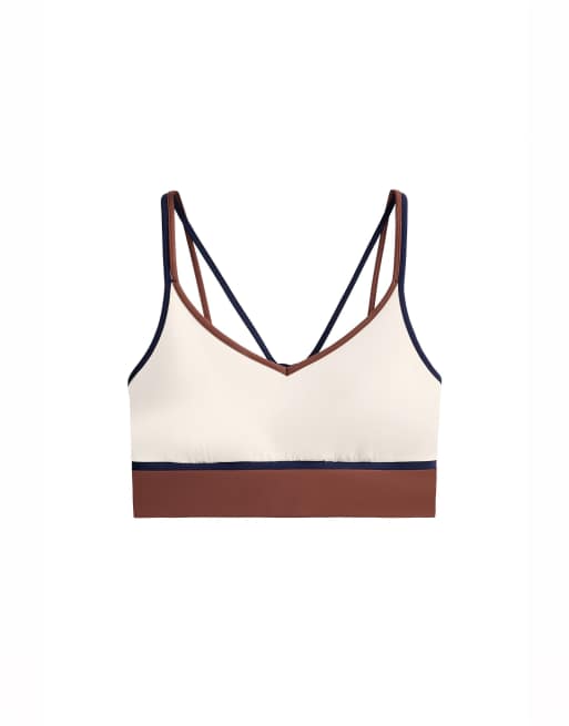 OYSHO Contrast colour block medium-support comfortlux sports bra in ecru, 6 of 7