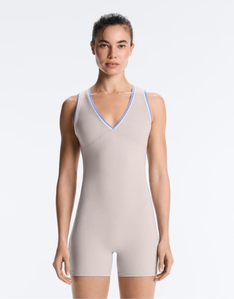 OYSHO Contrast compressive short jumpsuit in grey - view 1