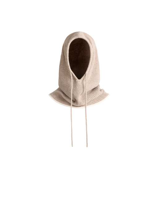OYSHO Contrast rib knit balaclava in soft mink, 2 of 4