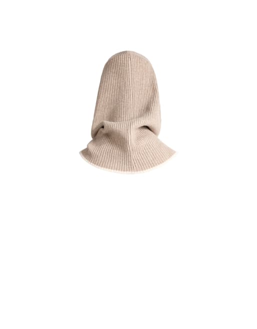 OYSHO Contrast rib knit balaclava in soft mink, 4 of 4