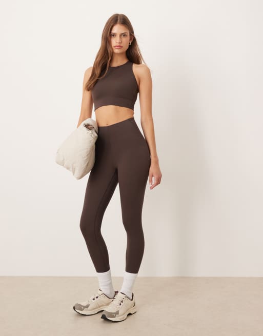 OYSHO Core Control Leggings alla caviglia marroni a