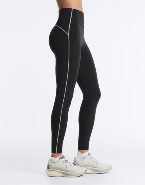 OYSHO - Core Control - Sorte ankellange kompressions-leggings med refleksdetaljer - view 1