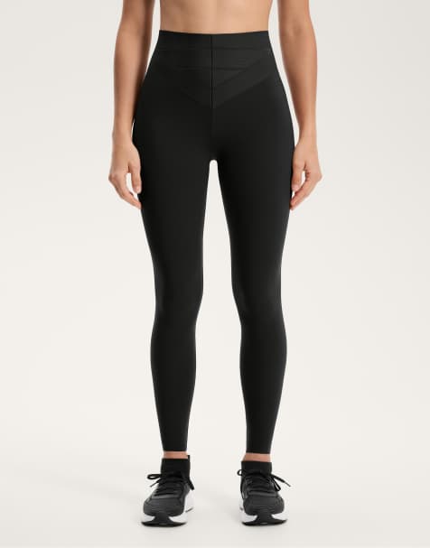 OYSHO - Core Control - Sorte højtaljede 65 cm-leggings i ankellængde med kompression samt blokdesign - view 1