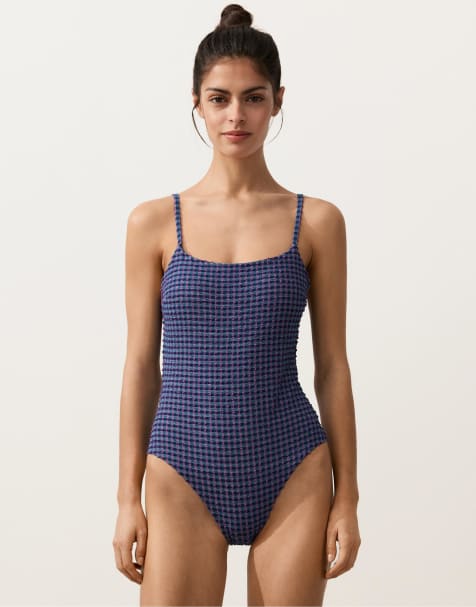 OYSHO - Costume da bagno blu navy a quadretti - view 1