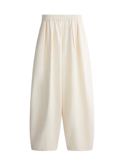 OYSHO Cotton blend balloon trousers in ecru, 5 of 5