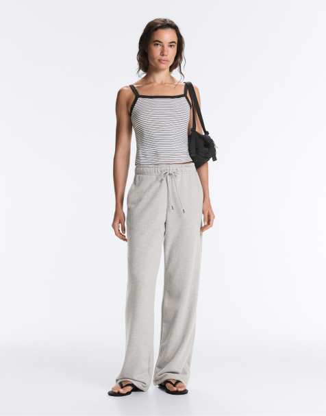 OYSHO Cotton-blend fleece joggers in mid-grey melange - view 1