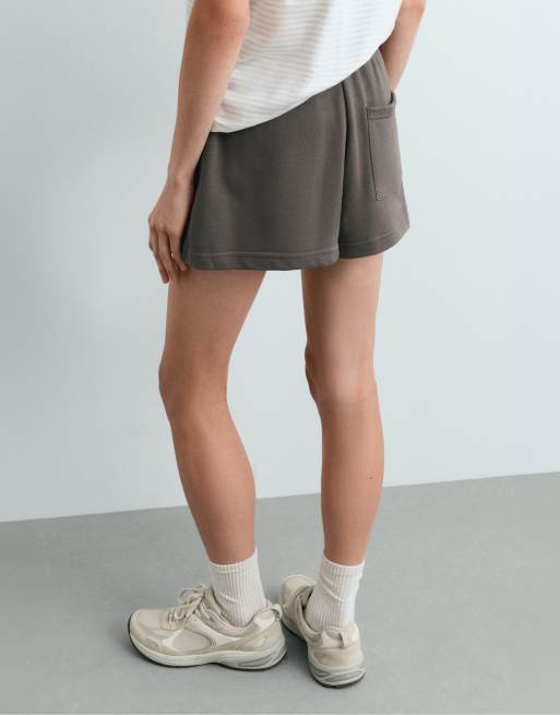 OYSHO Cotton blend fleece shorts in antracita, 4 of 7