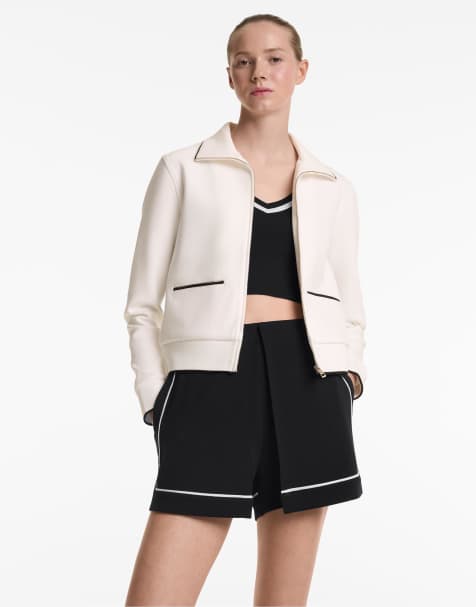 OYSHO Cotton blend heavy weight jacket in pale ecru