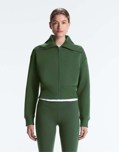 OYSHO Cotton blend high collar jacket in green