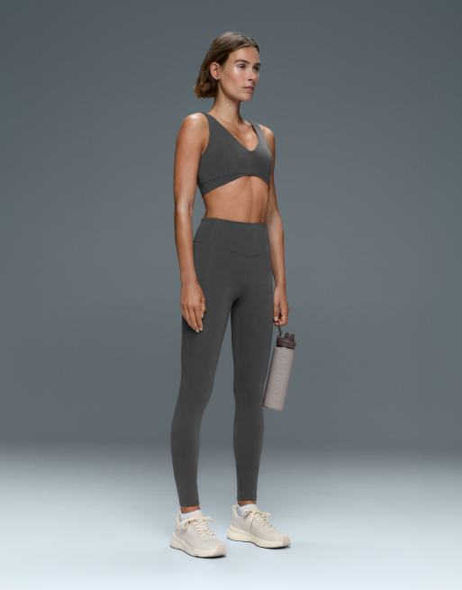 OYSHO Cotton blend medium-support sports bra in anthracite grey, 2 of 6