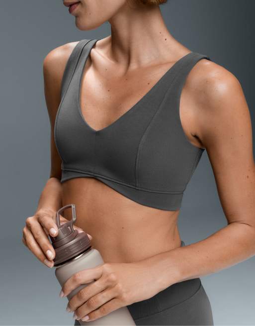 OYSHO Cotton blend medium-support sports bra in anthracite grey, 3 of 6