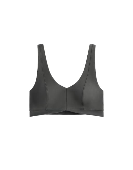 OYSHO Cotton blend medium-support sports bra in anthracite grey, 6 of 6