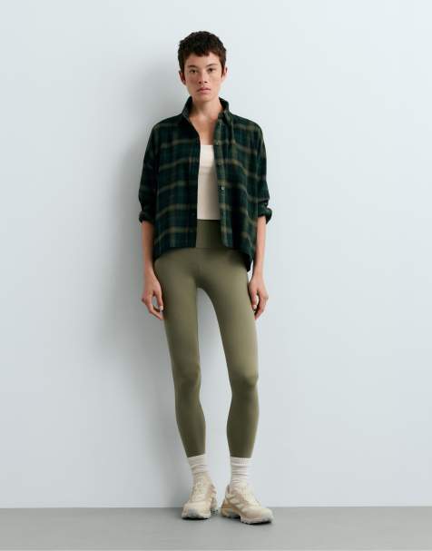 OYSHO Cotton crop shirt in emerald green - view 1
