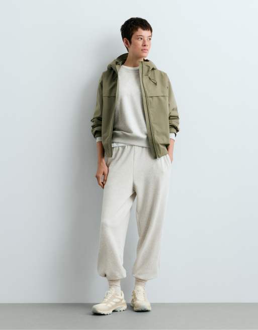 OYSHO Cotton jogger trousers in pale grey, 2 of 6