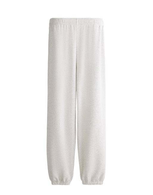 OYSHO Cotton jogger trousers in pale grey, 6 of 6