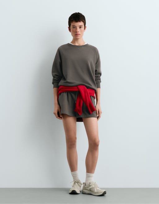 OYSHO Cotton round neck sweatshirt in grey, 2 of 6