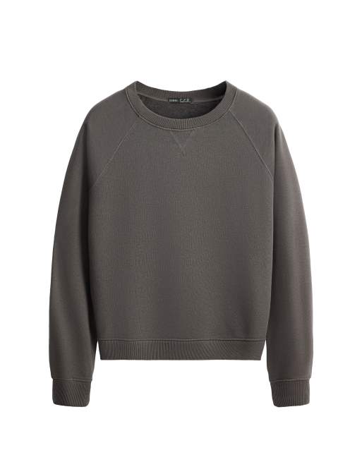 OYSHO Cotton round neck sweatshirt in grey, 6 of 6