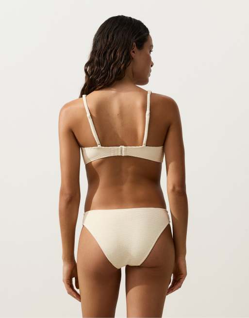 OYSHO Crinkle classic bikini briefs in ecru, 4 of 4