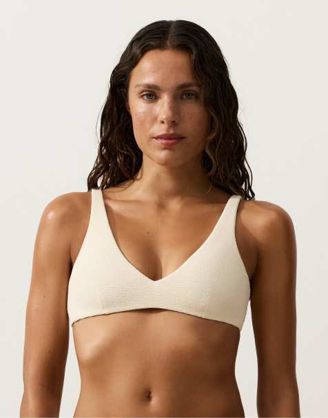 OYSHO Crinkle halter bikini in ecru - view 1