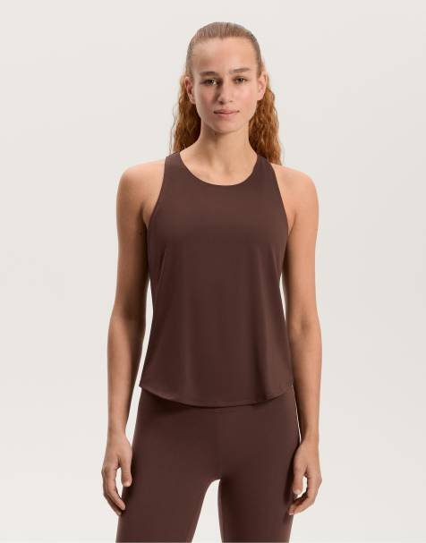 OYSHO Cross-back comfortlux t-shirt in dark brown