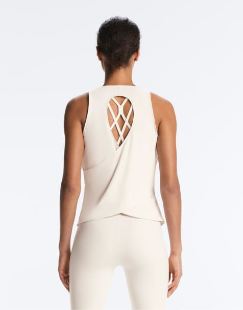 OYSHO Cross-back comfortlux t-shirt in pale ecru - view 1