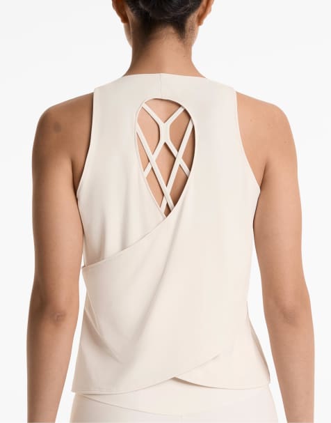 OYSHO Cross-back comfortlux t-shirt in pale ecru