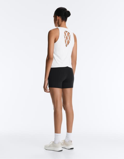 OYSHO cross back comfortlux t-shirt in white, 4 of 4