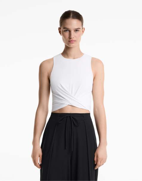 Oysho Crossover hem tank top in off-white - view 1
