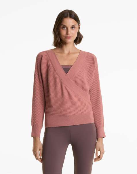 OYSHO – Crossover-Pullover aus Rippstrick in Rosa - view 1