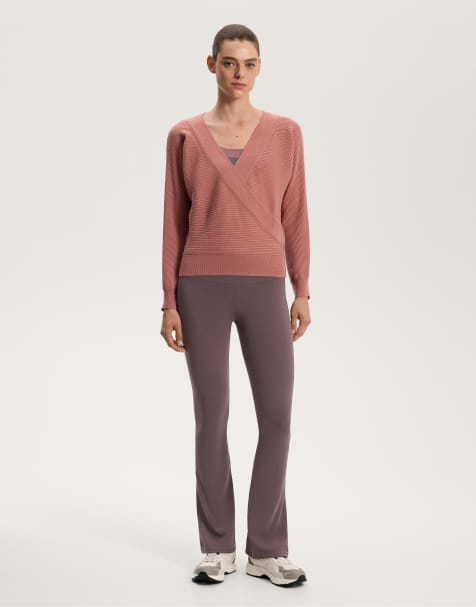 OYSHO Crossover rib knit jumper in pink