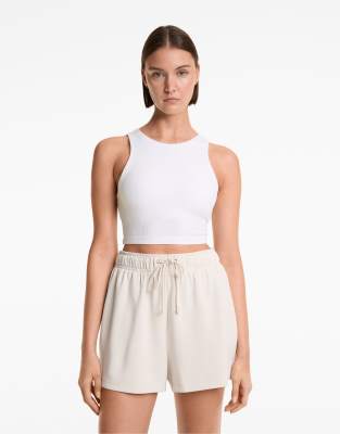 Oysho - Débardeur en modal mélangé avec brassière intégrée - Blanc cassé