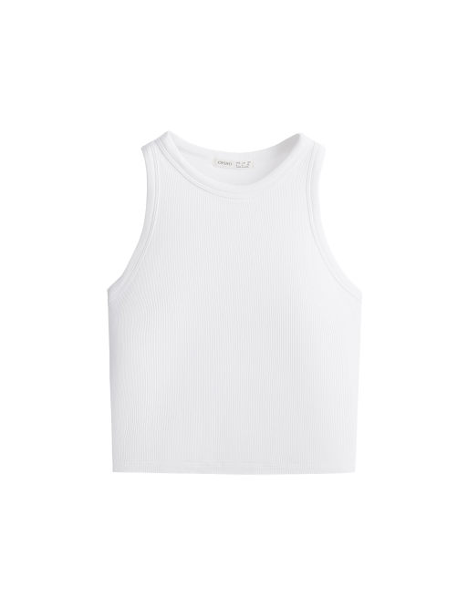 Oysho - Débardeur long en modal mélangé côtelé - Blanc, 5 de 6