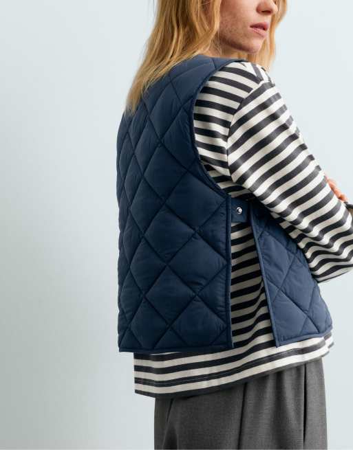 OYSHO diamantquiltet vest i navy, 3 af 5