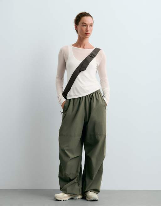 OYSHO Double sheer long-sleeved t-shirt in off-white, 2 of 6