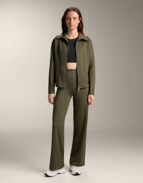 OYSHO Double-zip neoprene-effect jacket in green - view 1