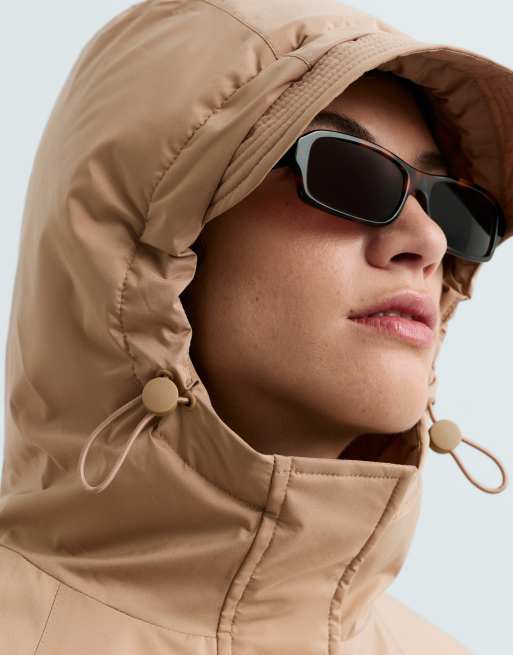 OYSHO doudoune évasée rembourrée thindown® camel, 3 de 5