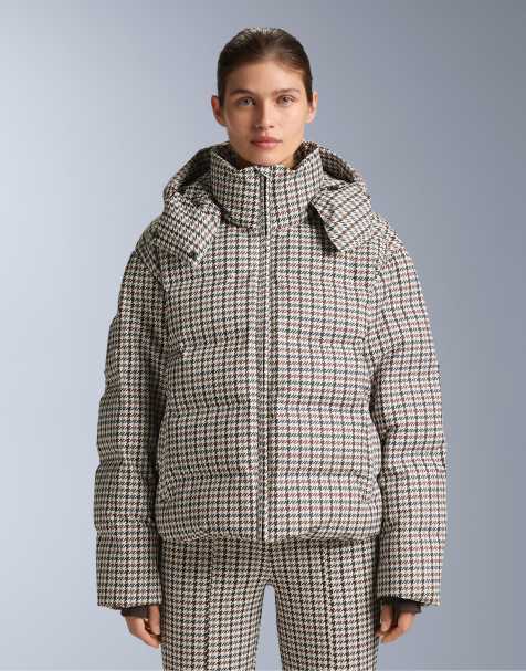 OYSHO – Down By Minardi Piume Company Ski 10k – Wattierte, gemusterte Cropped-Skijacke in Hellrosa - view 1