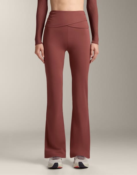 OYSHO Draped waist comfortlux high rise flare trousers in mole - view 1