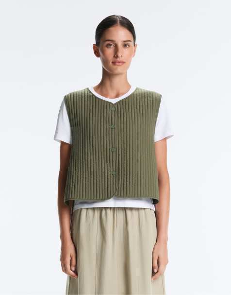 OYSHO – Dünne, wattierte Weste aus Nylon in Khaki - view 1