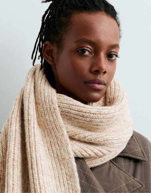 OYSHO écharpe en maille chinée couleur vison doux, 2 de 4
