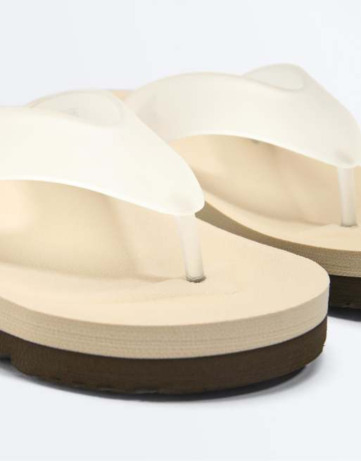 OYSHO - Ecrufarvede strandsandaler med plateausål, 3 af 4