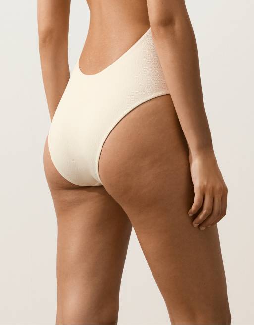 OYSHO - Ecrufarvet flettet badedragt med halterneck, 3 af 4