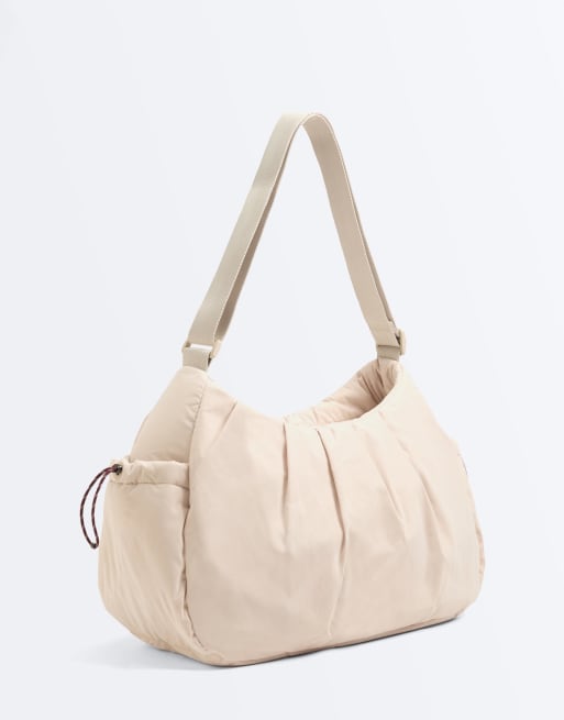 OYSHO - Ecrufarvet shoppertaske med sidelommer, 3 af 7