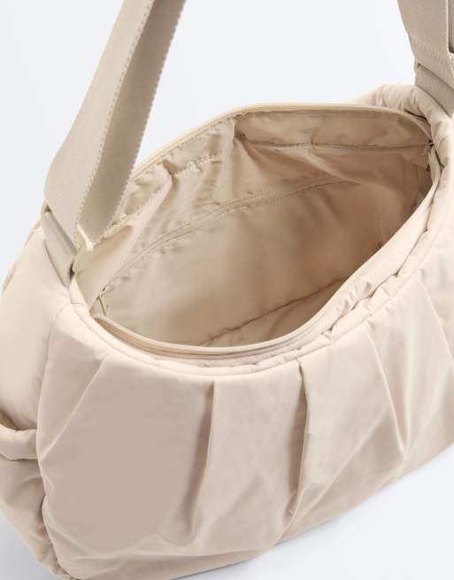 OYSHO - Ecrufarvet shoppertaske med sidelommer, 6 af 7