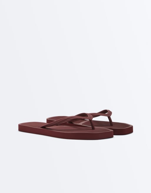 OYSHO Embossed beach sandals in terracota, 3 of 6