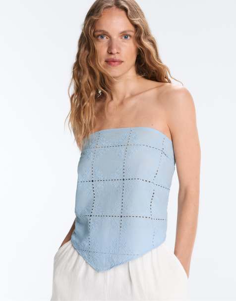 OYSHO Embroidered 100% cotton scarf in terracota - view 1