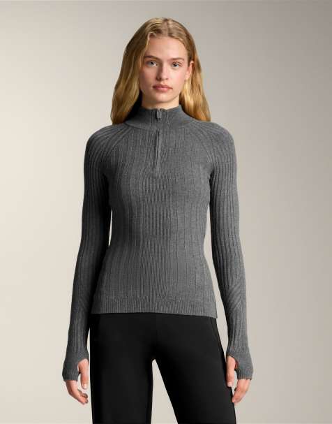 OYSHO Ergonomic rib knit base layer t-shirt in grey melange - view 1