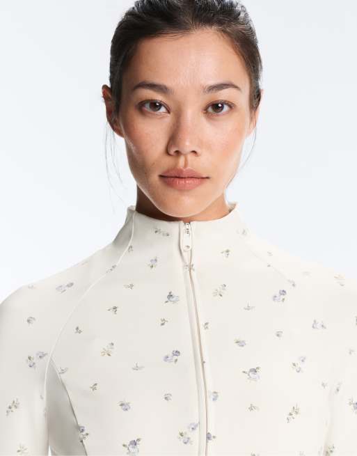 OYSHO – Evermove – Funktionsjacke in blassem Ecru mit Blumenmuster, 2 von 4