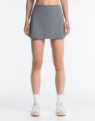 Evermove - Jupe-short rayé à taille haute - Gris XL
